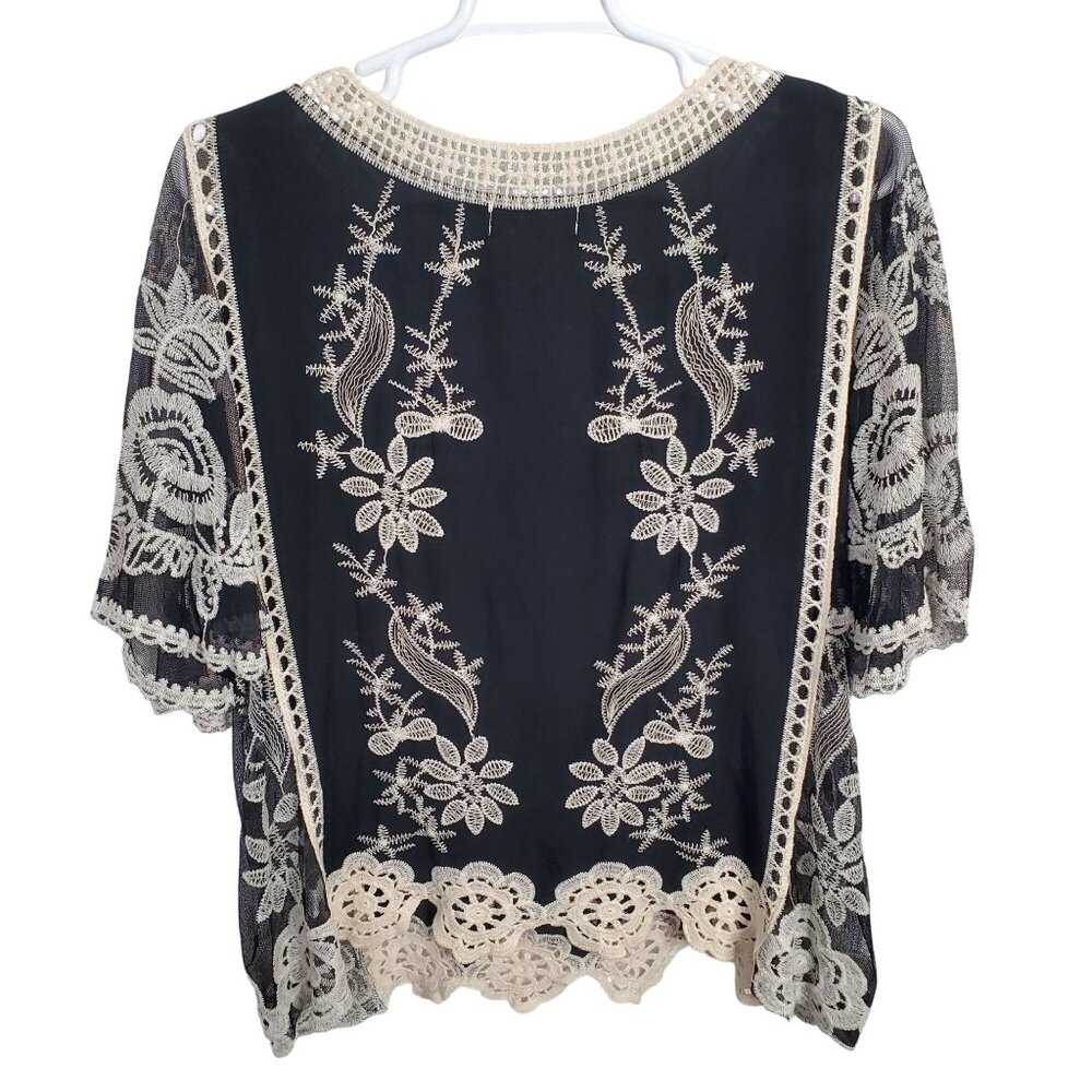 Kindred Womens Sz 2X Top Pullover Blouse Artsy Embroidered Lace Crochet Floral - Picture 3 of 8